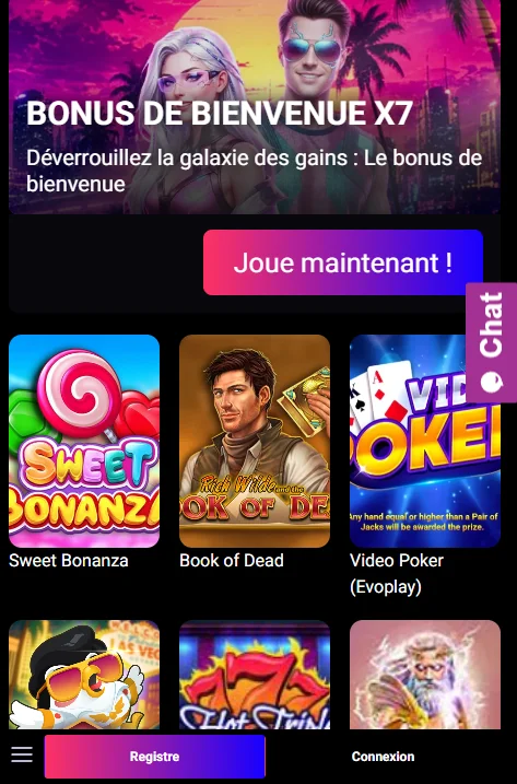 section de jeux de casino x7